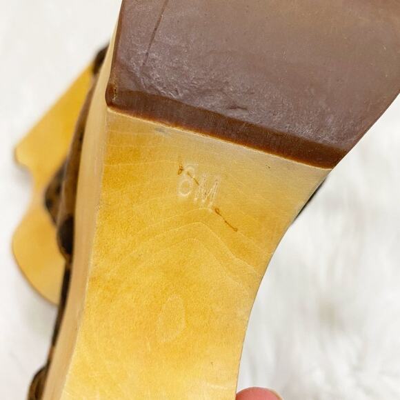 Jeffrey Campbell Tan/Black Cheetah Print Wooden Wedge Heels Bow Accent Women's 8 - Picture 8 of 10